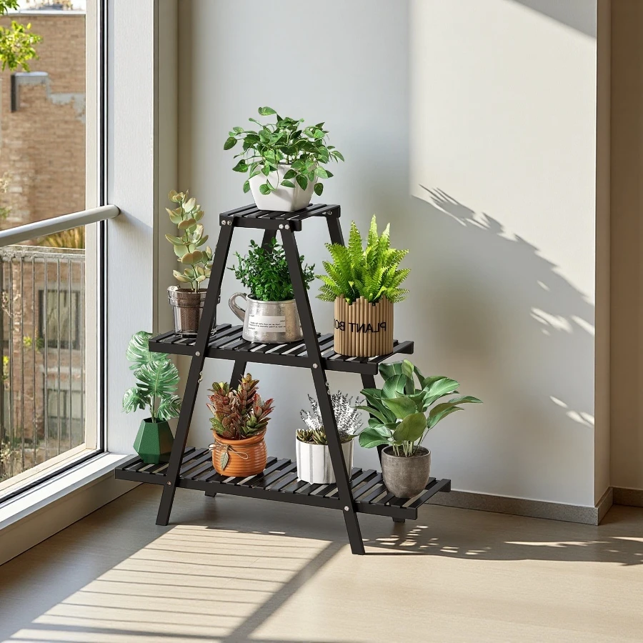 Wholesale Bamboo Plant Stand Indoor Plant Shelf, 3 Tiers Ladder Plant Holder Flower Stand
