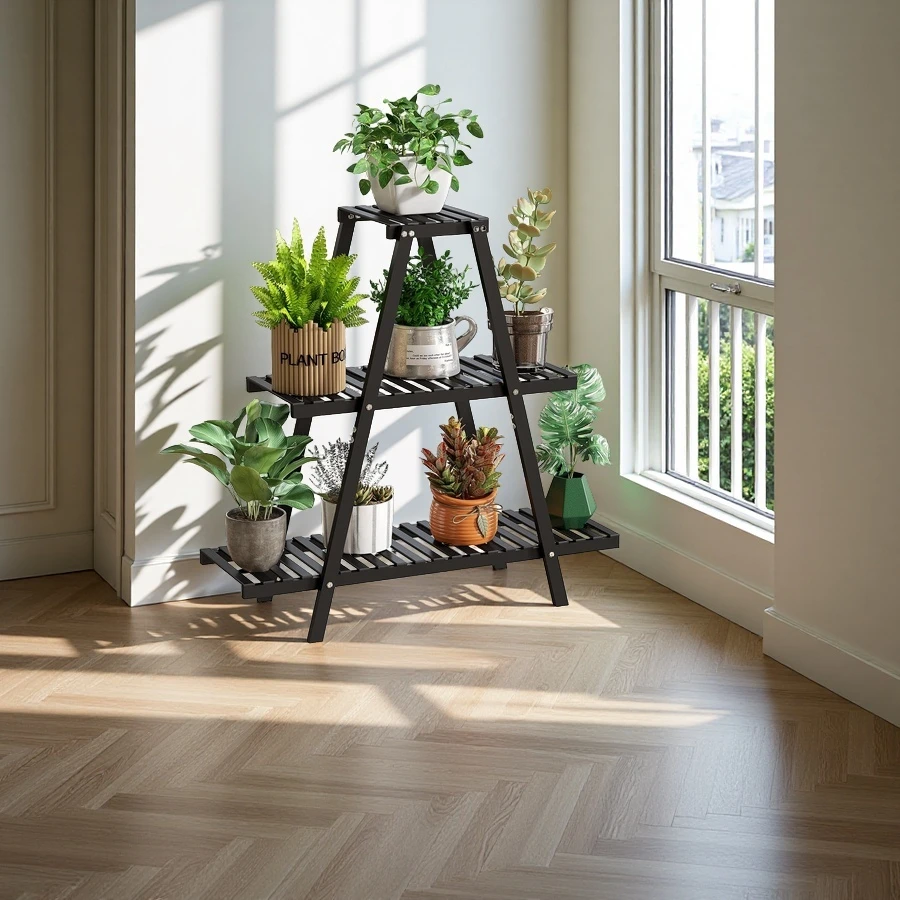 Wholesale Bamboo Plant Stand Indoor Plant Shelf, 3 Tiers Ladder Plant Holder Flower Stand