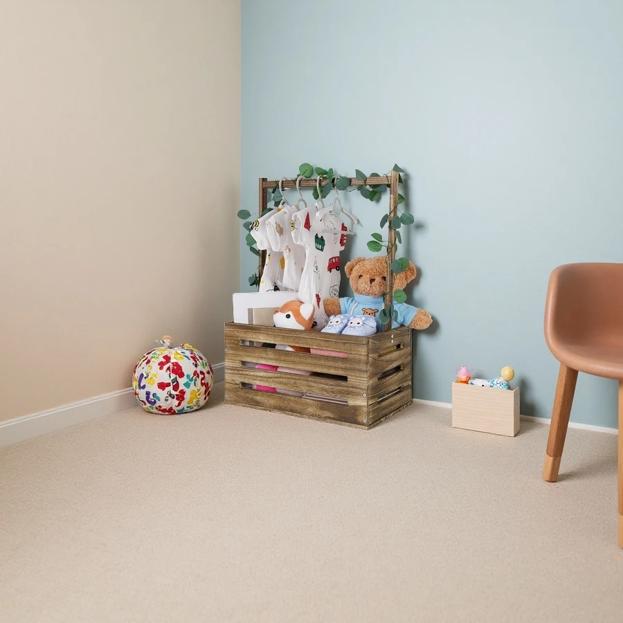 Wholesale Wooden Baby Shower Crate, Storage Basket with Handle, Newborn Welcome Gift Basket