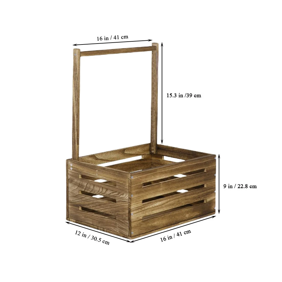 Wholesale Wooden Baby Shower Crate, Storage Basket with Handle, Newborn Welcome Gift Basket