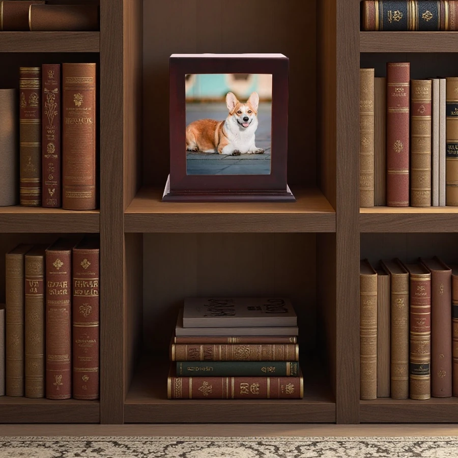 Wholesale Wood Pet Urn with Photo Frame, Pets Ashes Box Memorial Box for Animal Ashes