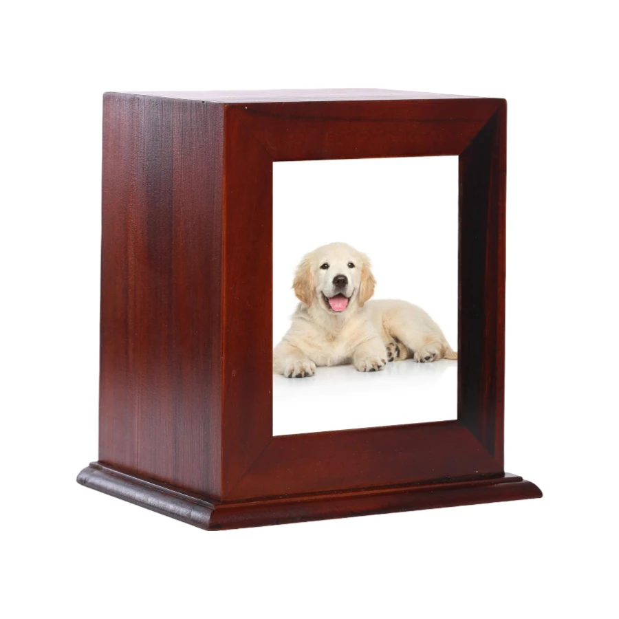 Wholesale Wood Pet Urn with Photo Frame, Pets Ashes Box Memorial Box for Animal Ashes