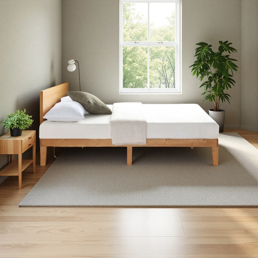 Wholesale Solid Wood Bed Frame, Queen Size Bed Base, Luxury Modern Wooden Double Bed