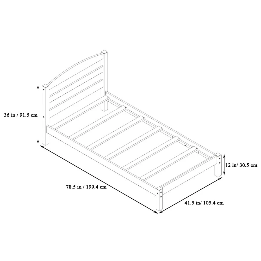 Customizable Modern Wooden Bed for Bedroom Use, Frame Bed With Slatted Headboard