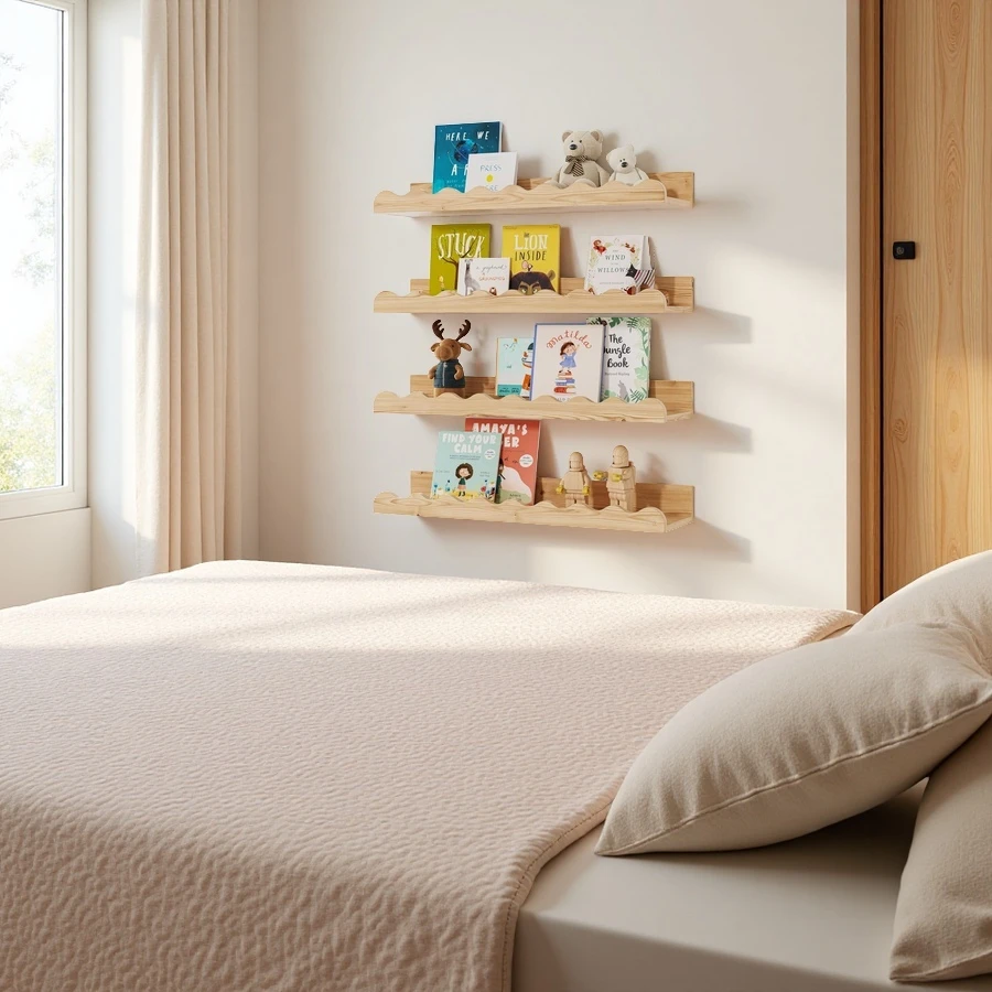 Wholesale Wood Floating Kids' Book Shelves, for Wall Decor and Storage
