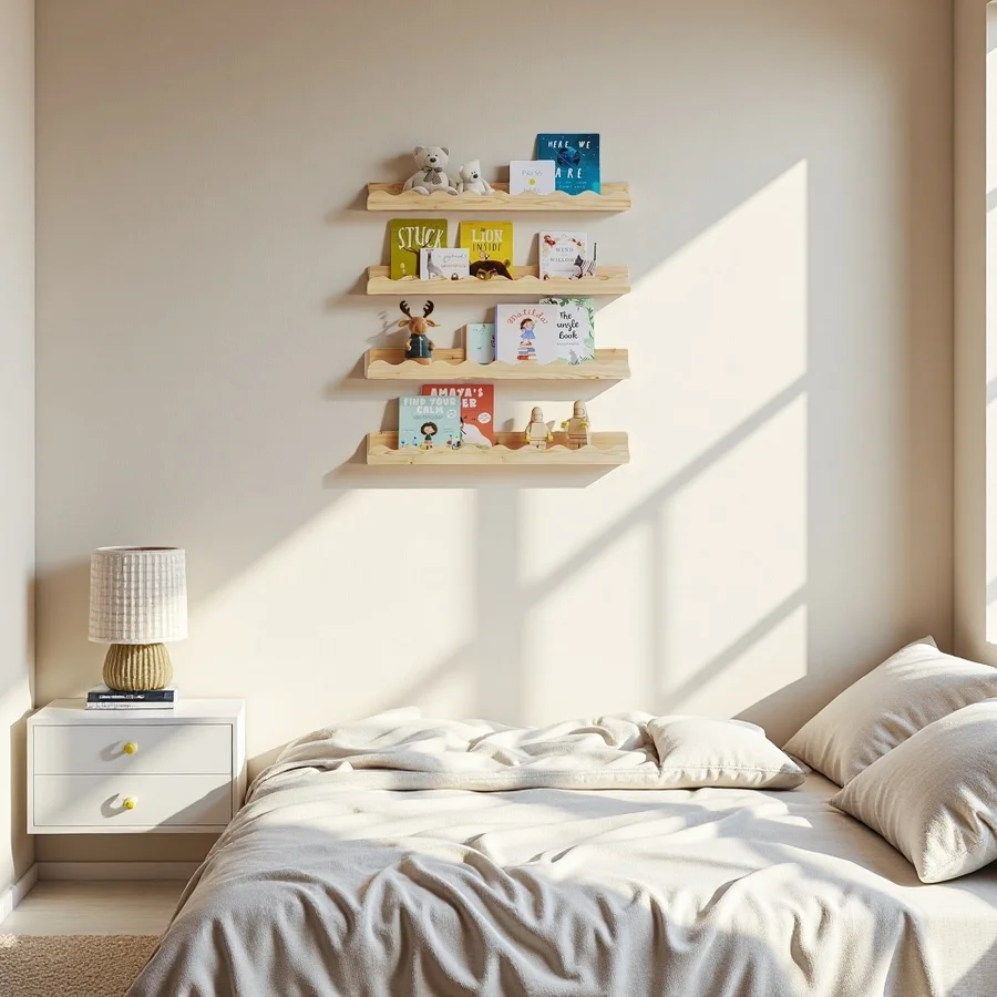 Wholesale Wood Floating Kids' Book Shelves, for Wall Decor and Storage