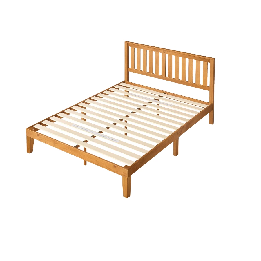Wholesale Solid Wood Platform Bed with Headboard, Wood Slat Support