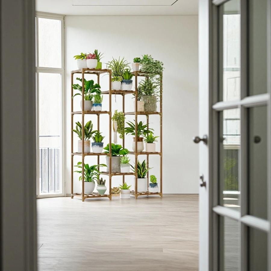 Wholesale Wooden Plant Stand Indoor Outdoor, Large Plant Rack for Multiple Plants