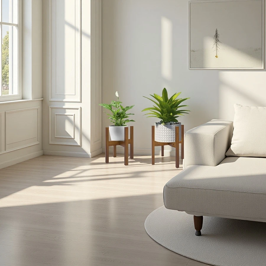 Wholesale Bamboo Adjustable Plant Stand, Stable Flower Pot Holder for Living Room