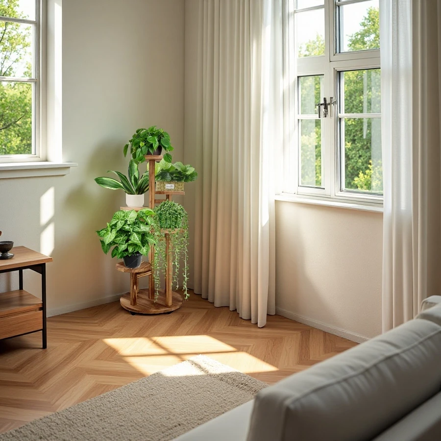 Wholesale Multi-tier Wooden Plant Stand, Flower Pots Display Rack for Living Room