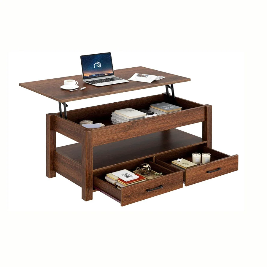 Customed Lift Top Coffee Table with Drawers and Hidden Compartment