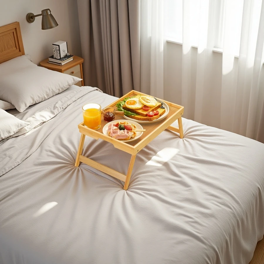 Wholesale Bamboo Tray Table with Foldable Legs, Breakfast Tray for Sofa, Bed