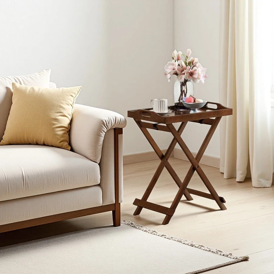 Wholesale Wooden Folding Tray Table, Modern End Table for Living Room, Bedroom