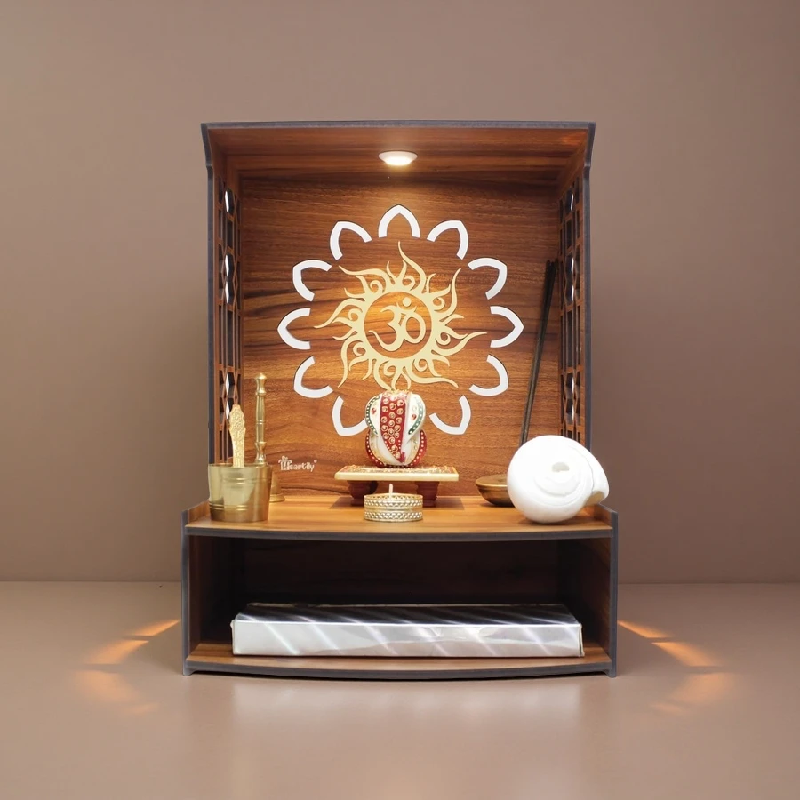 Wholesale Wall Mounted Wooden Puja Mandir for Office, Home Puja Temple Stand