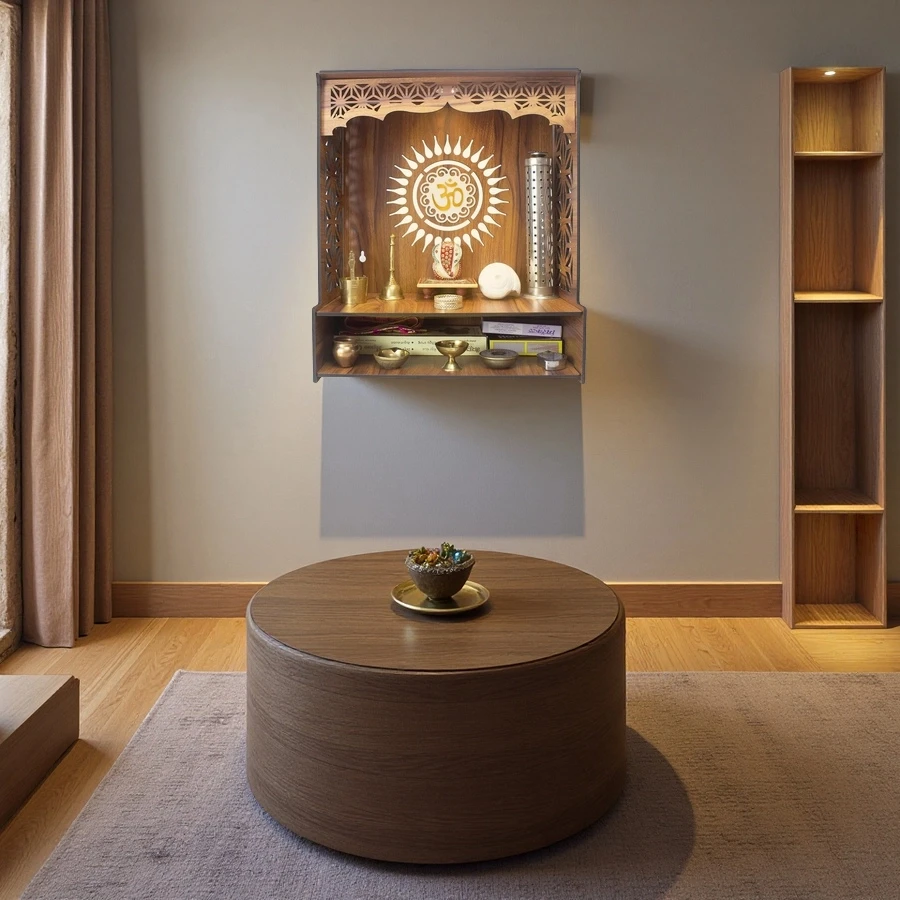 Custom Wall Hanging Home and Office Puja Mandir Temple Wooden Pooja Stand