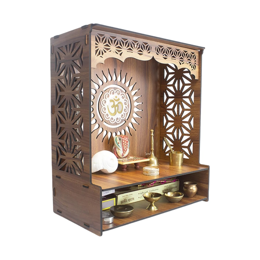 Custom Wall Hanging Home and Office Puja Mandir Temple Wooden Pooja Stand
