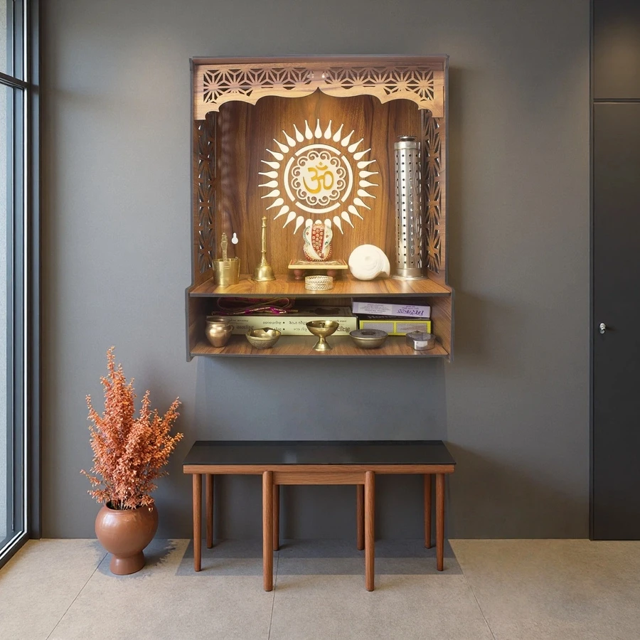 Custom Wall Hanging Home and Office Puja Mandir Temple Wooden Pooja Stand