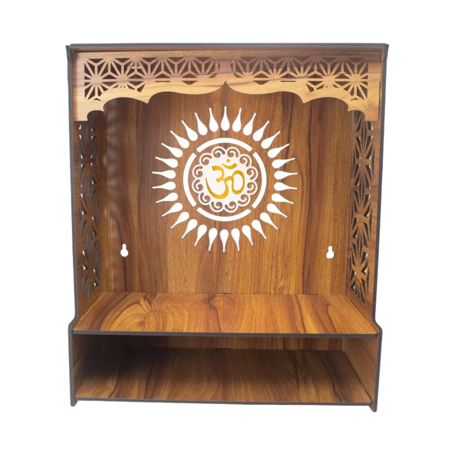 China Custom Wall Hanging Home and Office Puja Mandir Temple Wooden Pooja Stand manufacturer