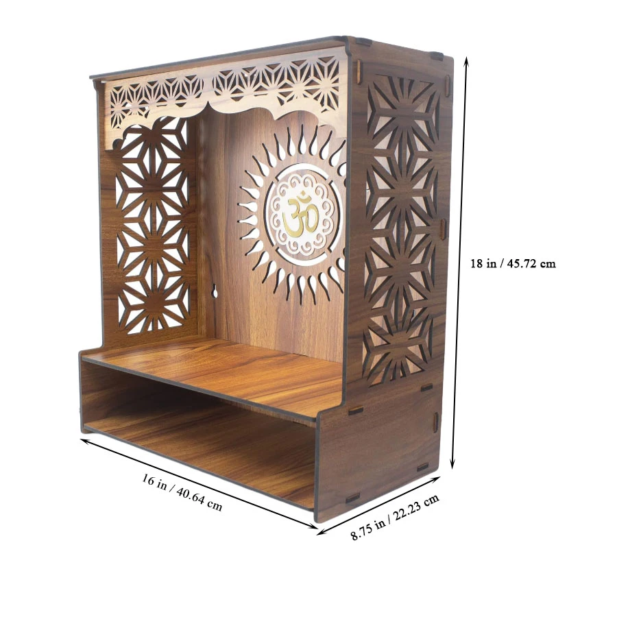 Custom Wall Hanging Home and Office Puja Mandir Temple Wooden Pooja Stand