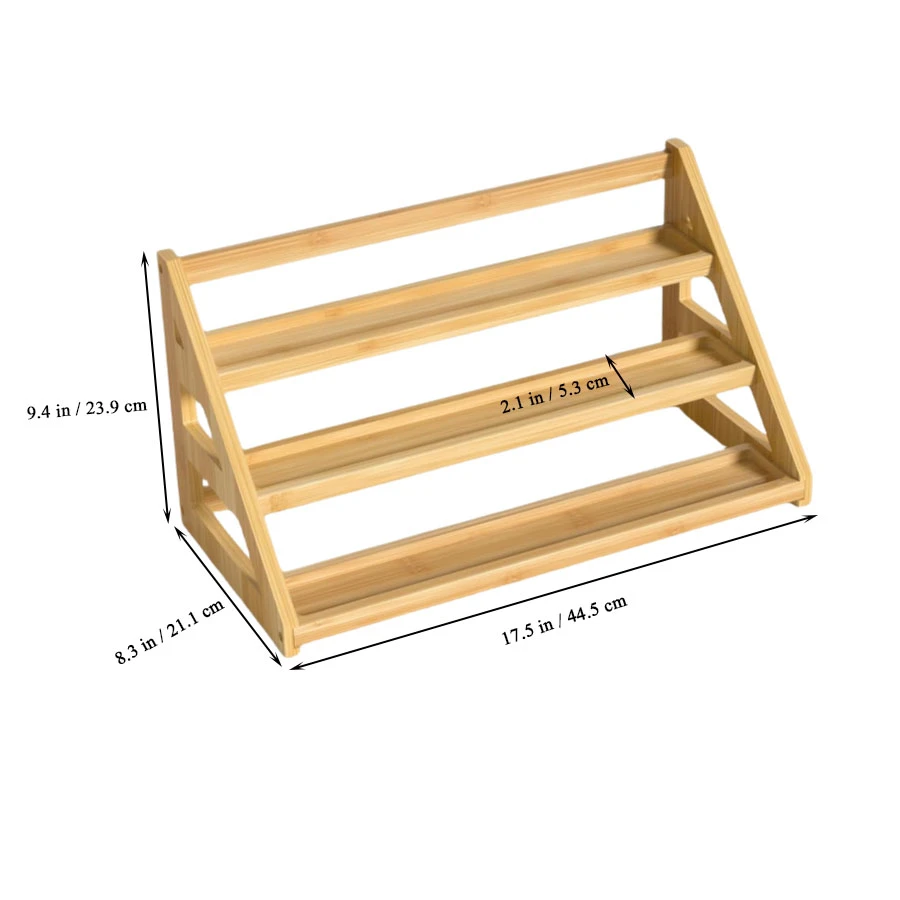 Custom Bamboo Tiered Spice Rack Kitchen Countertop Spice Shelf Organizer for Pantry