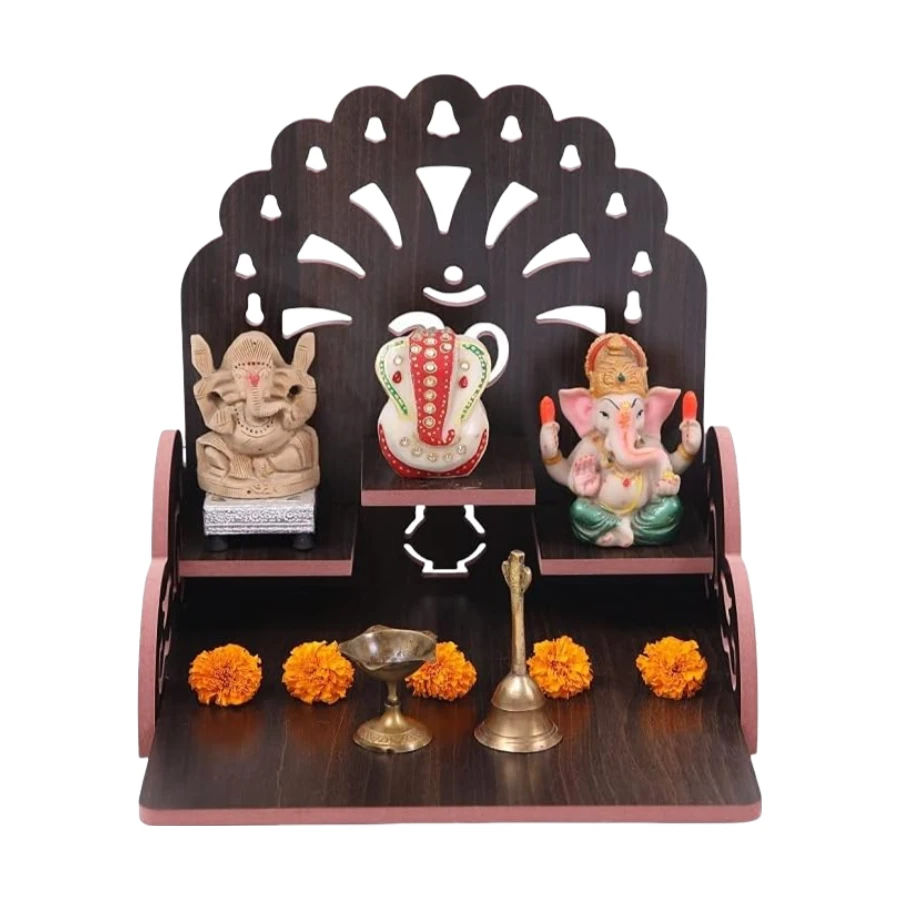 Wholesale Fully Handmade Beautiful Wooden Wall Hanging Puja Temple for Home God Stand