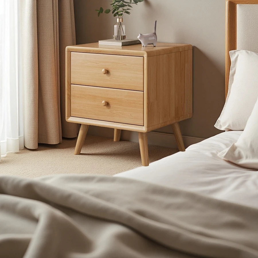 Wholesale Wooden Nightstand Small Space Side Cabinet with 2 Drawer