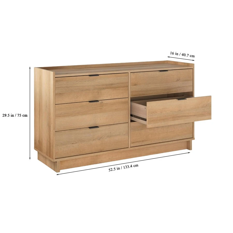 Factory Custom Simply Modern 6-Drawer Double Dresser for Bedroom, Chest of Drawers