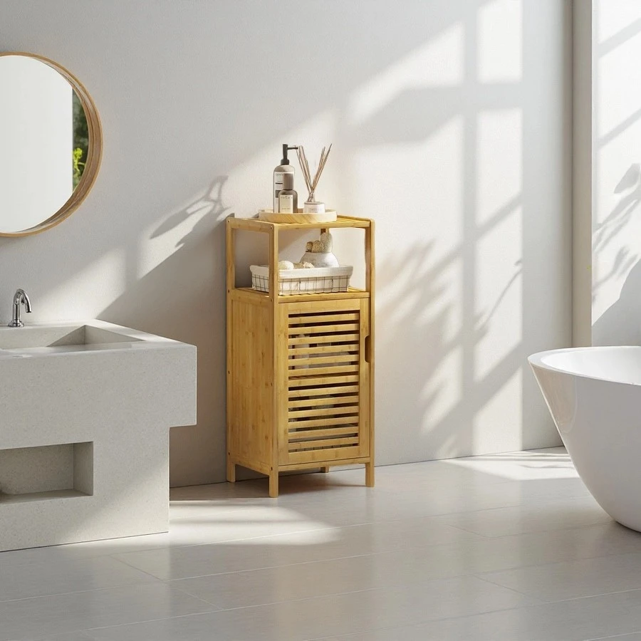 Custom Bamboo Freestanding Bathroom Storage Cabinet, Sofa Side Table for Living Room