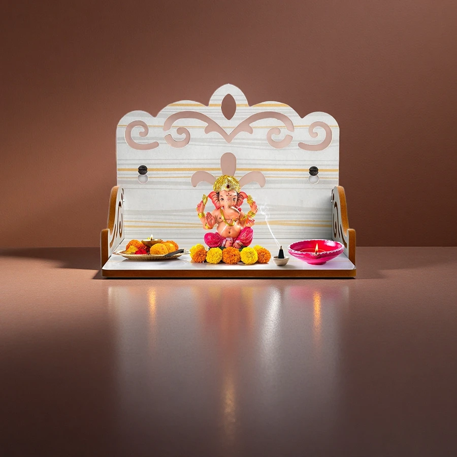 Custom God Stand Shelf Wood Pooja Temple Mandir Idols Decoration for Home and Office