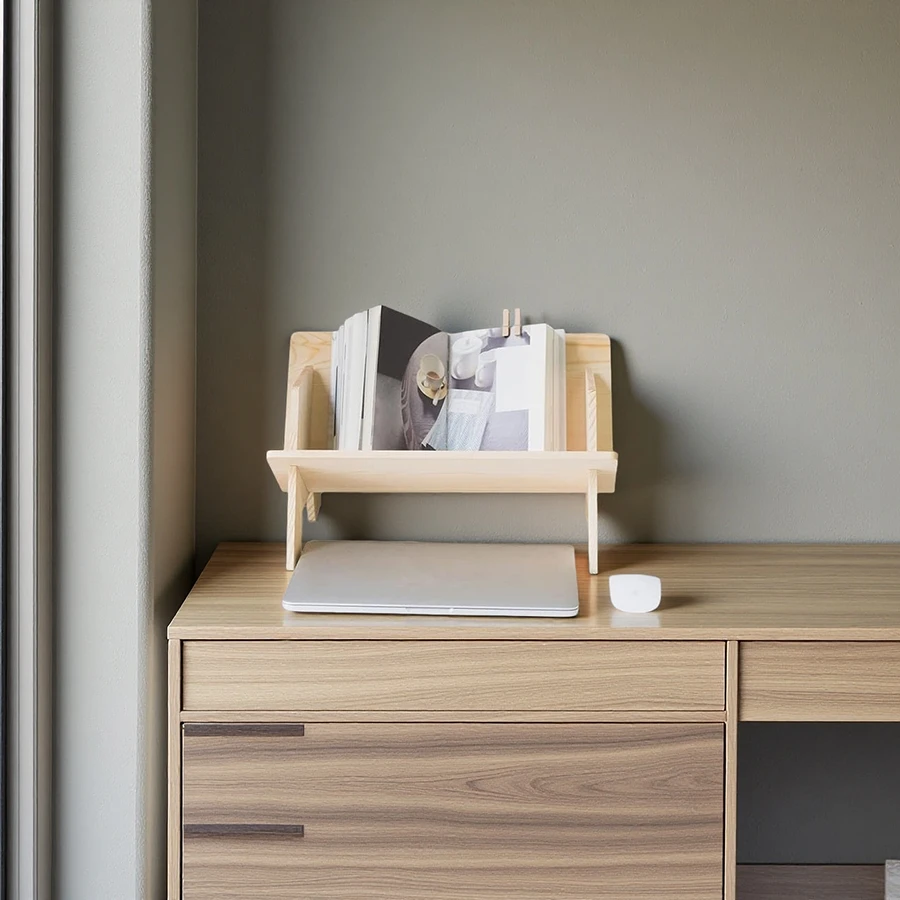 Wholesale Small Wooden Book Rack Desktop Storage Display Organizer Solid Pine Bookshelf