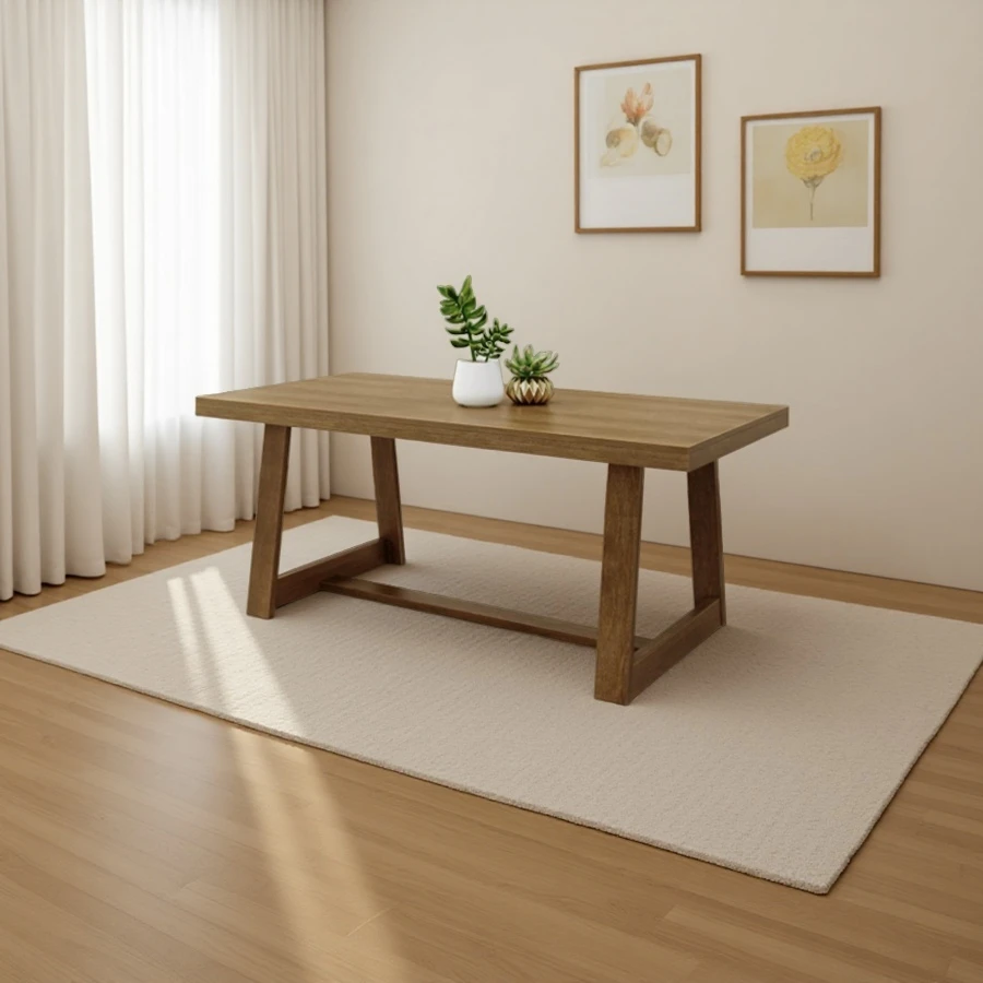 Customized Large Rectangular Solid Wood Rustic Dining Table Household Kitchen Table