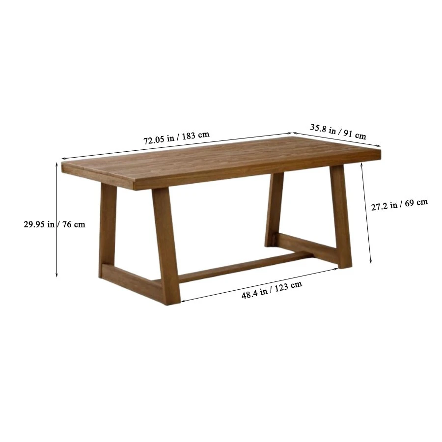 Customized Large Rectangular Solid Wood Rustic Dining Table Household Kitchen Table