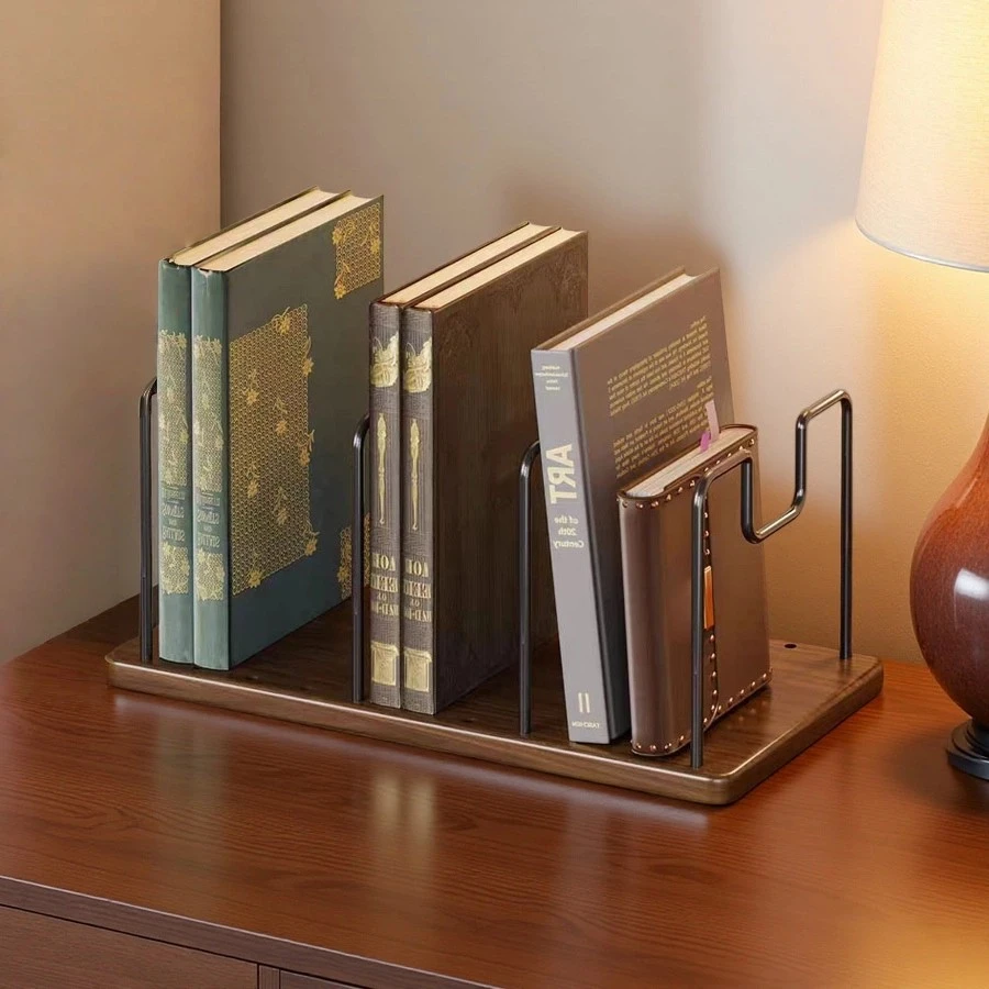 Custom Metal Wood Desktop Organizer Rack Adjustable Bookshelf Magazine Stand