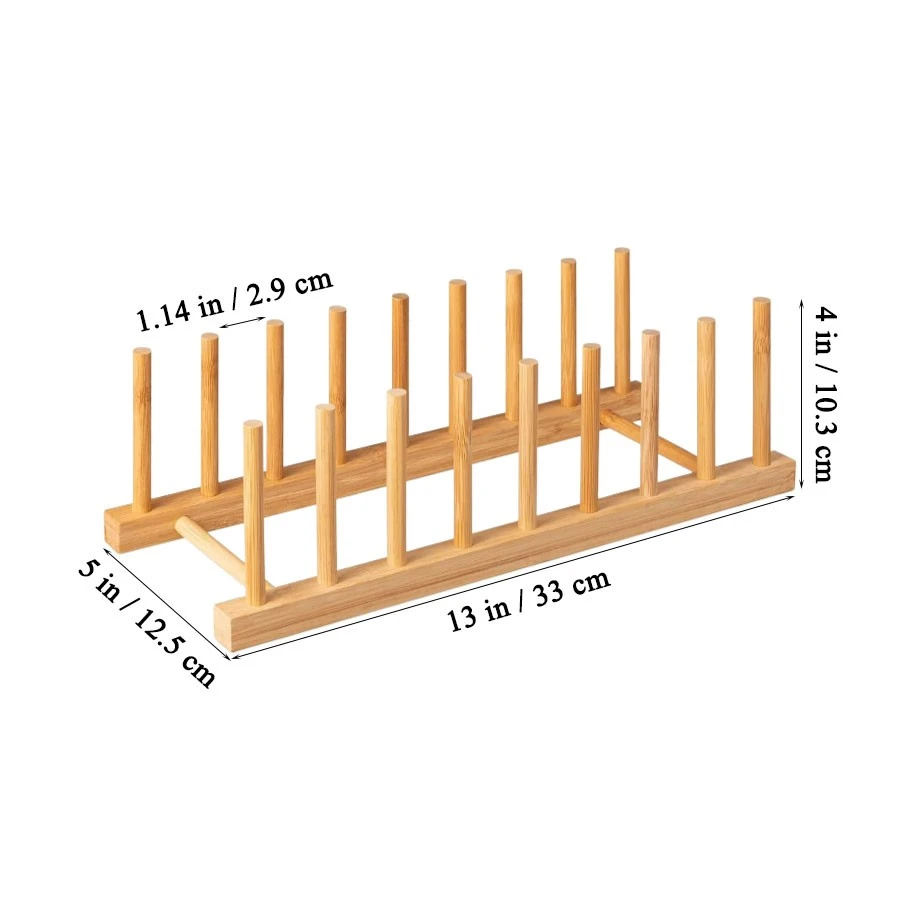 Wholesale Bamboo Storage Holder Dish Plate Bowl Cup Book Cutting Board Drying Rack Drainer Stand