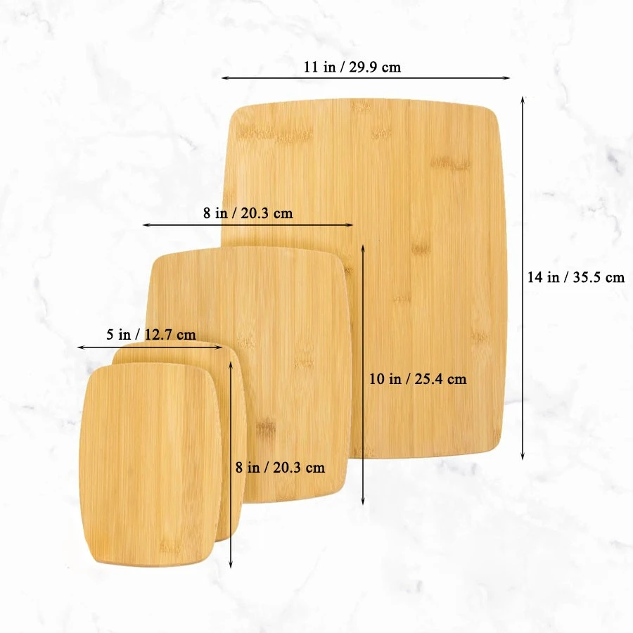 Wholesale 4-Piece Bamboo Cutting Board Assorted Sizes Serving Boards for Cheese Meats Bread