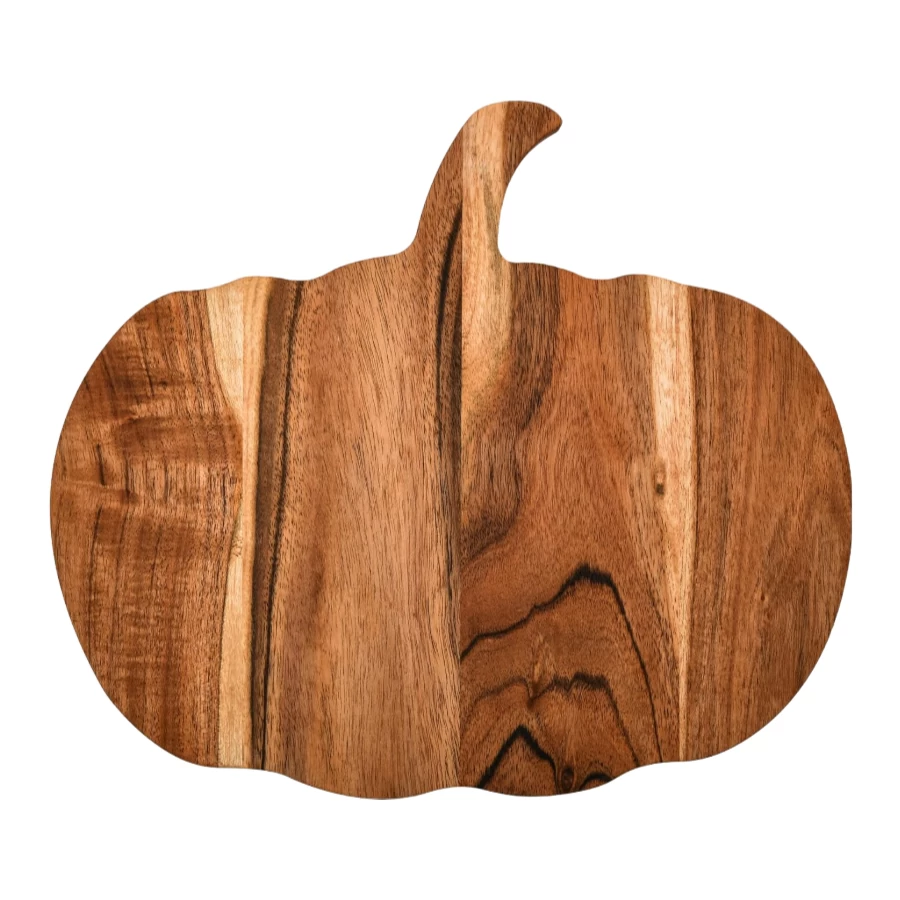 China Wholesale Halloween Pumpkin Shaped Wooden Cutting Board Serving Platter with Handle manufacturer