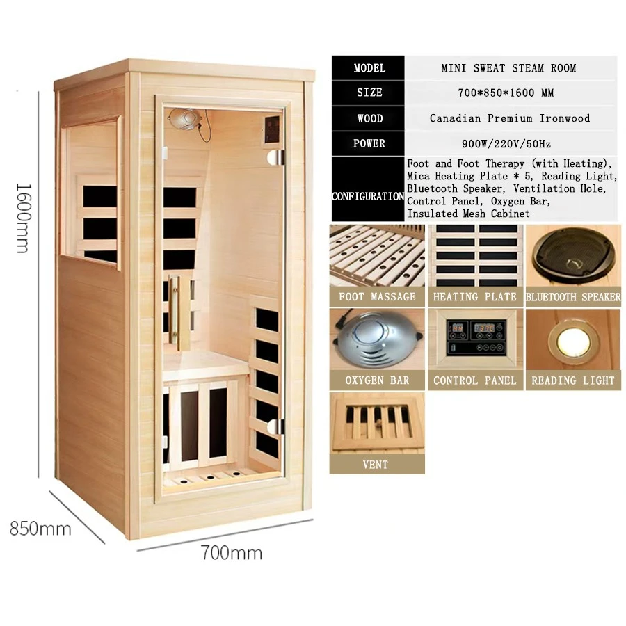 Factory Custom Mini Sweat Steam Sauna Room for Single