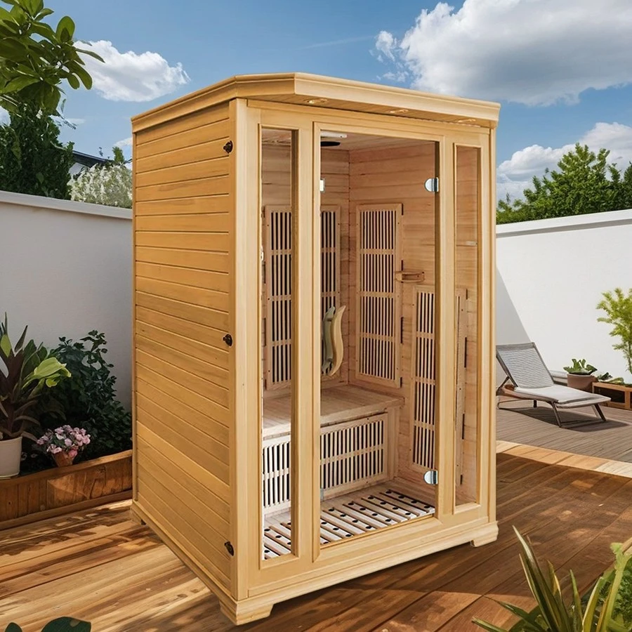 Factory Custom Wooden Indoor Canadian Hemlock Infrared Sauna Room with Foot Massage