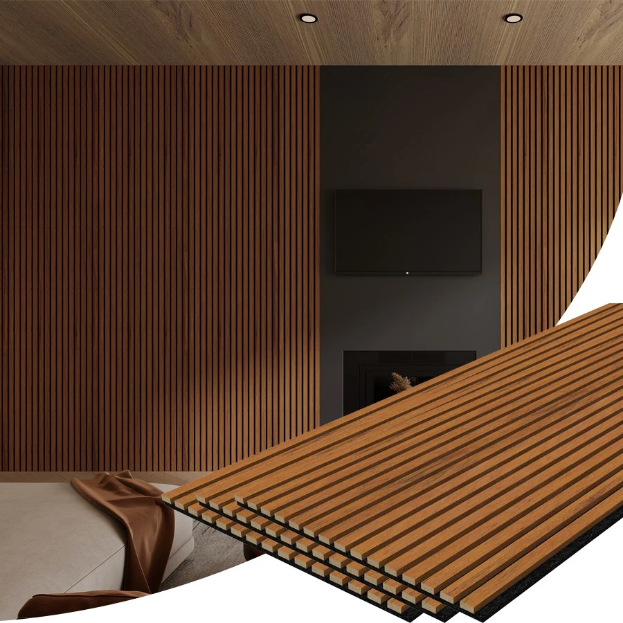 Wholesale MDF Decorative Acoustic Wall Panels Sound-Absorbing Slatted Panels