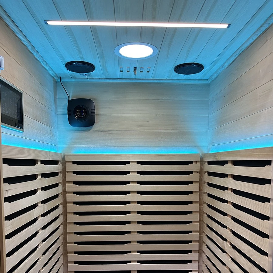 Custom Solid Wood 2 Person Indoor Sauna Room with Plantar Microcrystalline Heating Plate