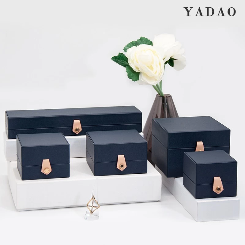 Luxury leather material jewelry box with buckle for wholesale