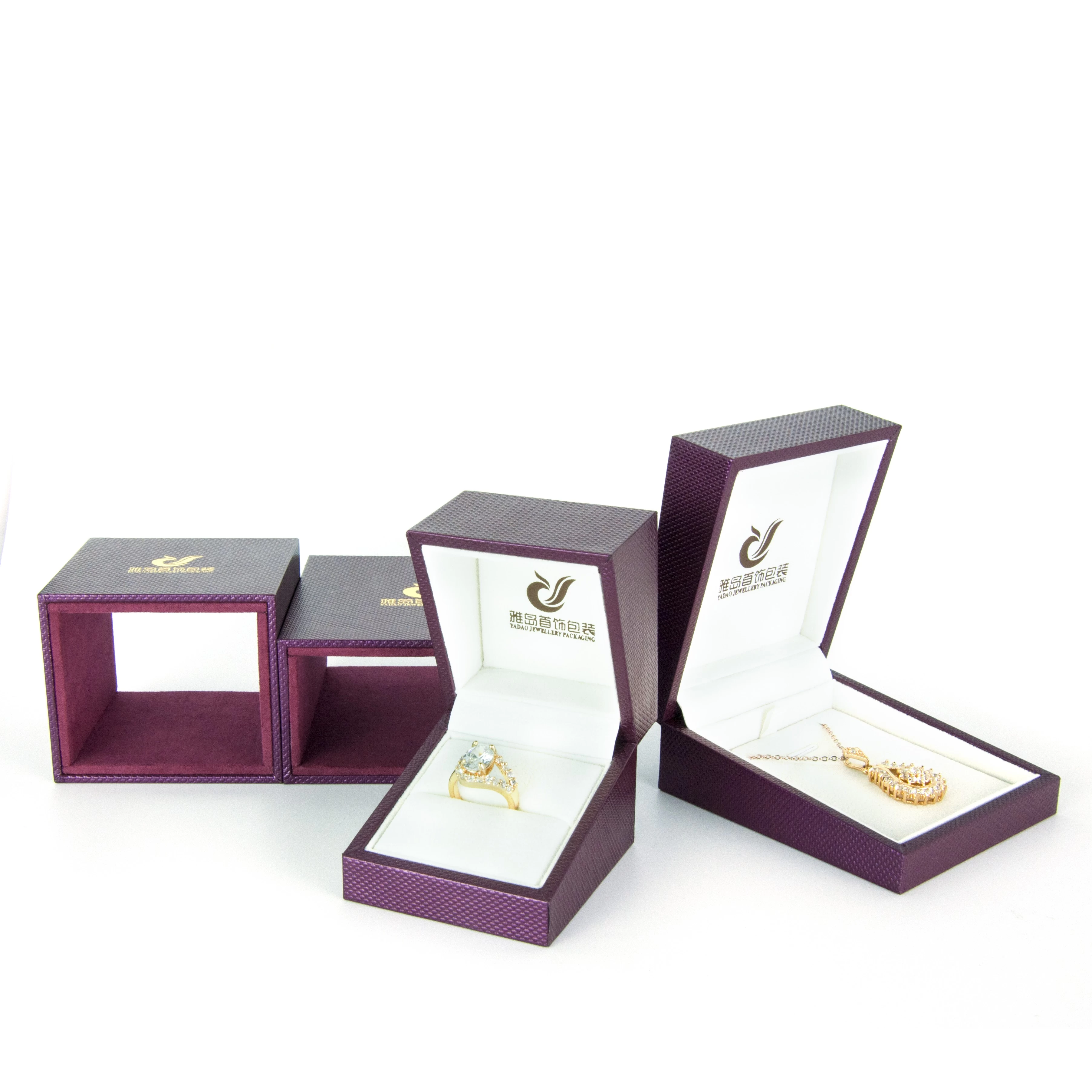 China Yadao Luxury Jewelry Box Widened Style Ring Pendant Earrings Packaging Box Logo with Gold in Color manufacturer