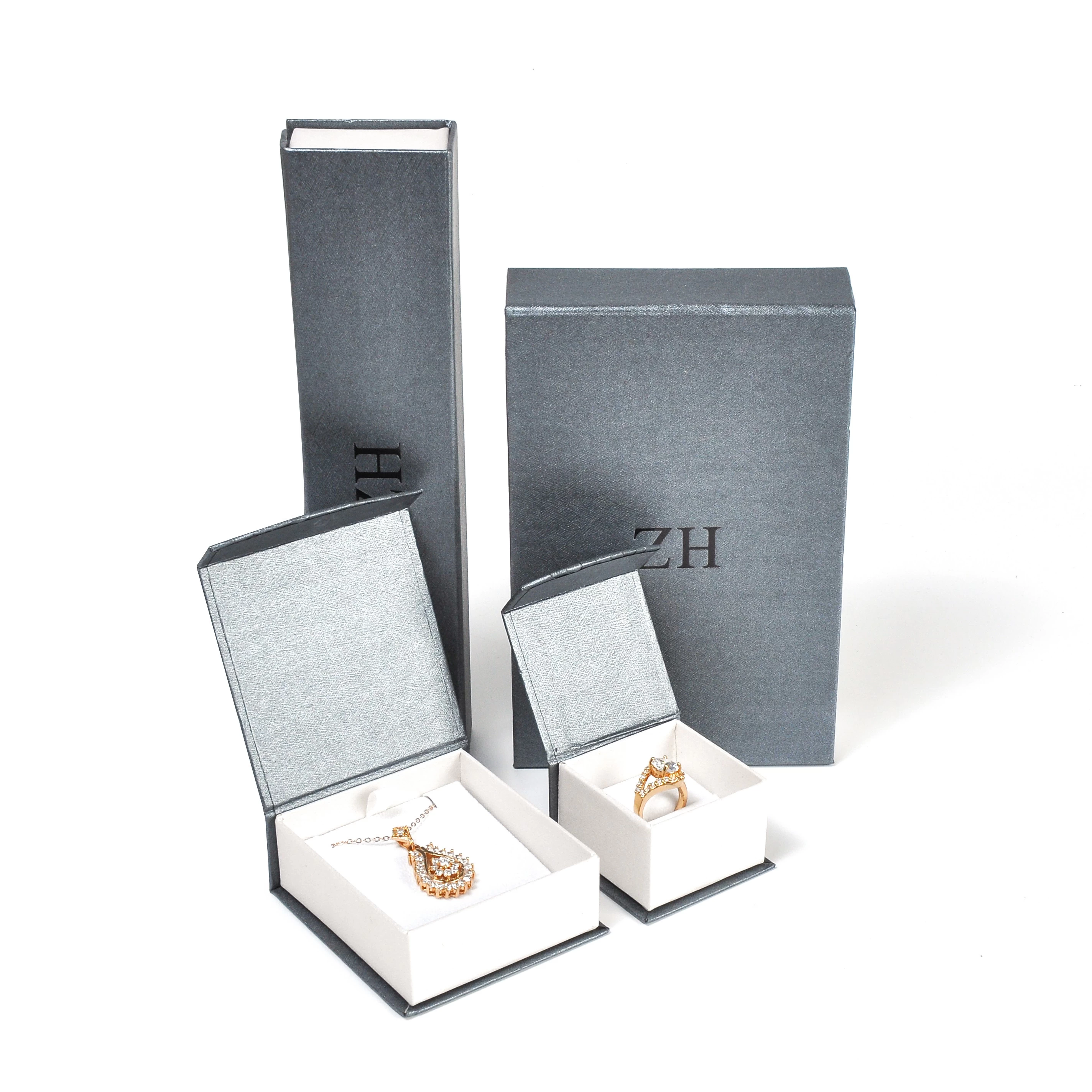China Eco-Friendly Jewelry Box Necklace Ring Bracelet Packaging Magnet Flip Box Custom Insert Pad manufacturer