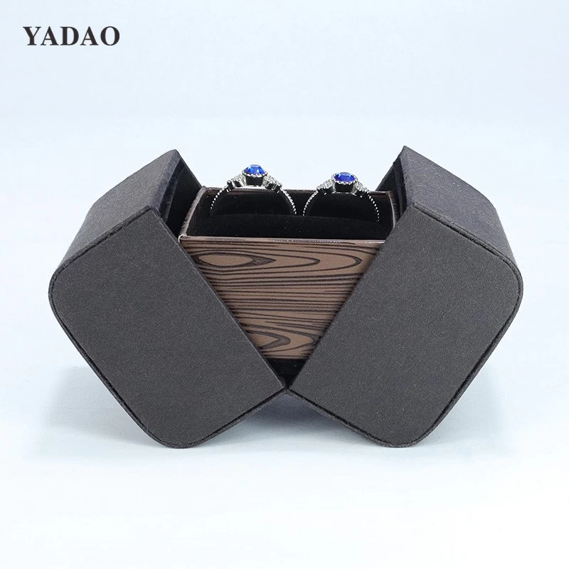 High-ed Hot sale leather ring box new design black brown custom color logo