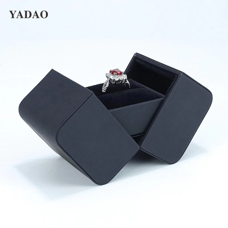 High-ed Hot sale leather ring box new design black brown custom color logo