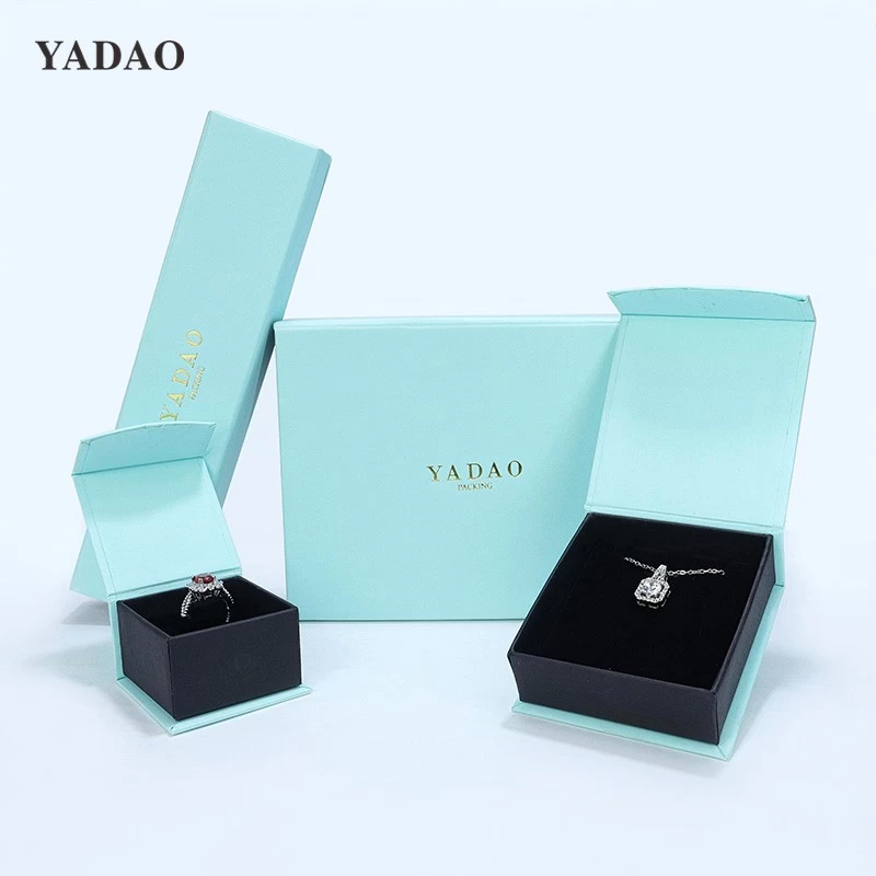 China wholesale light blue cardboard jewelry packaging box set for jewelry packaging storage manufacturer
