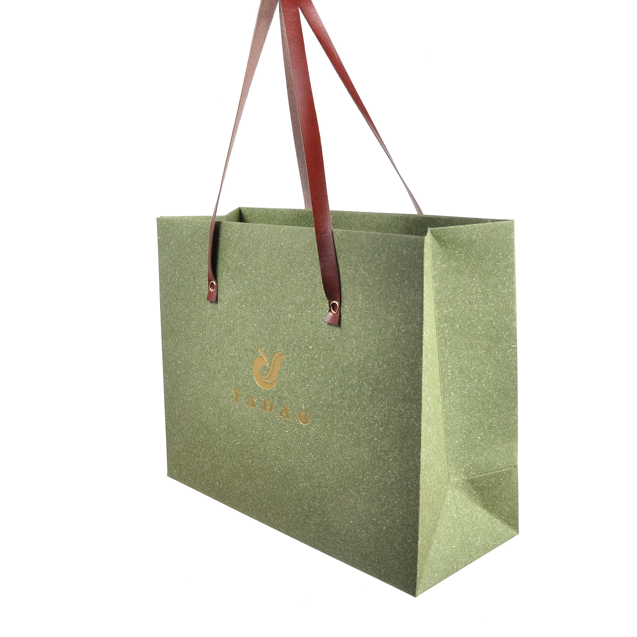 China Manufacture Shopping Paper Bag Green Gift Packaging Bag Custom Logo Size manufacturer