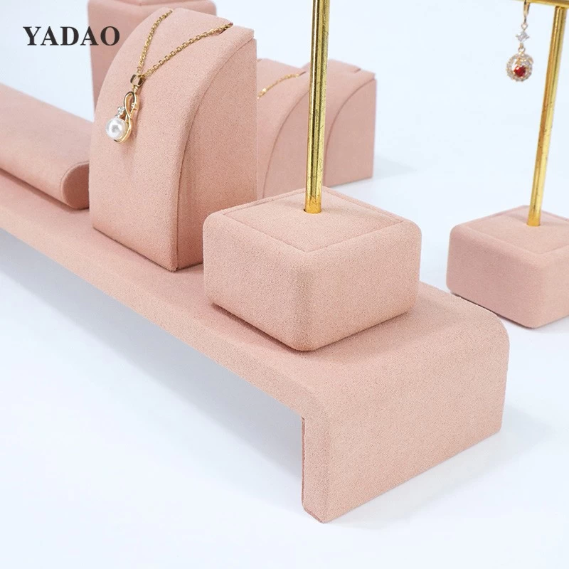 Microfiber high end design luxury metal elements fashion jewelry show display set