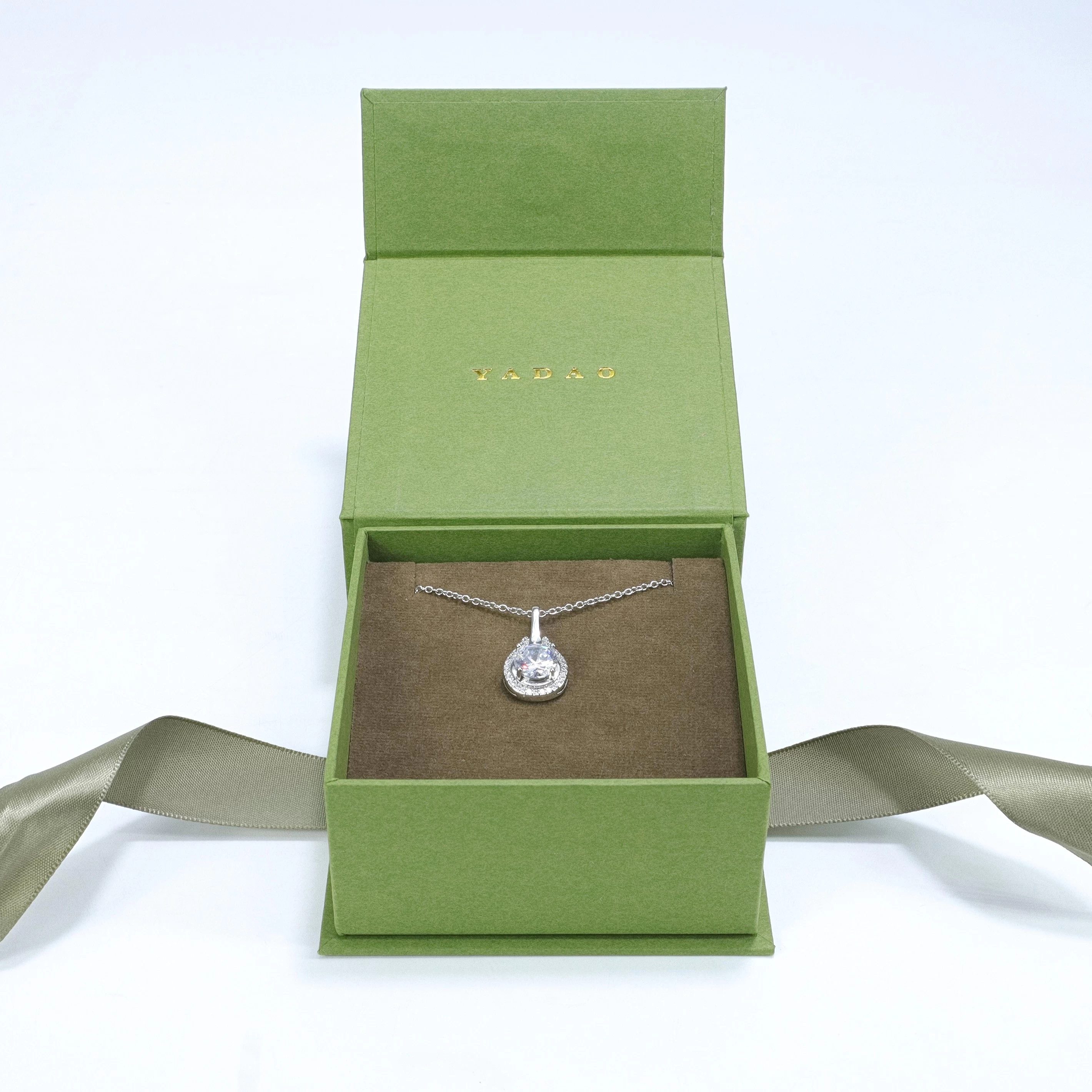 Gift Jewelry Box Green Jewelry Paper Packaging Custom Color Logo