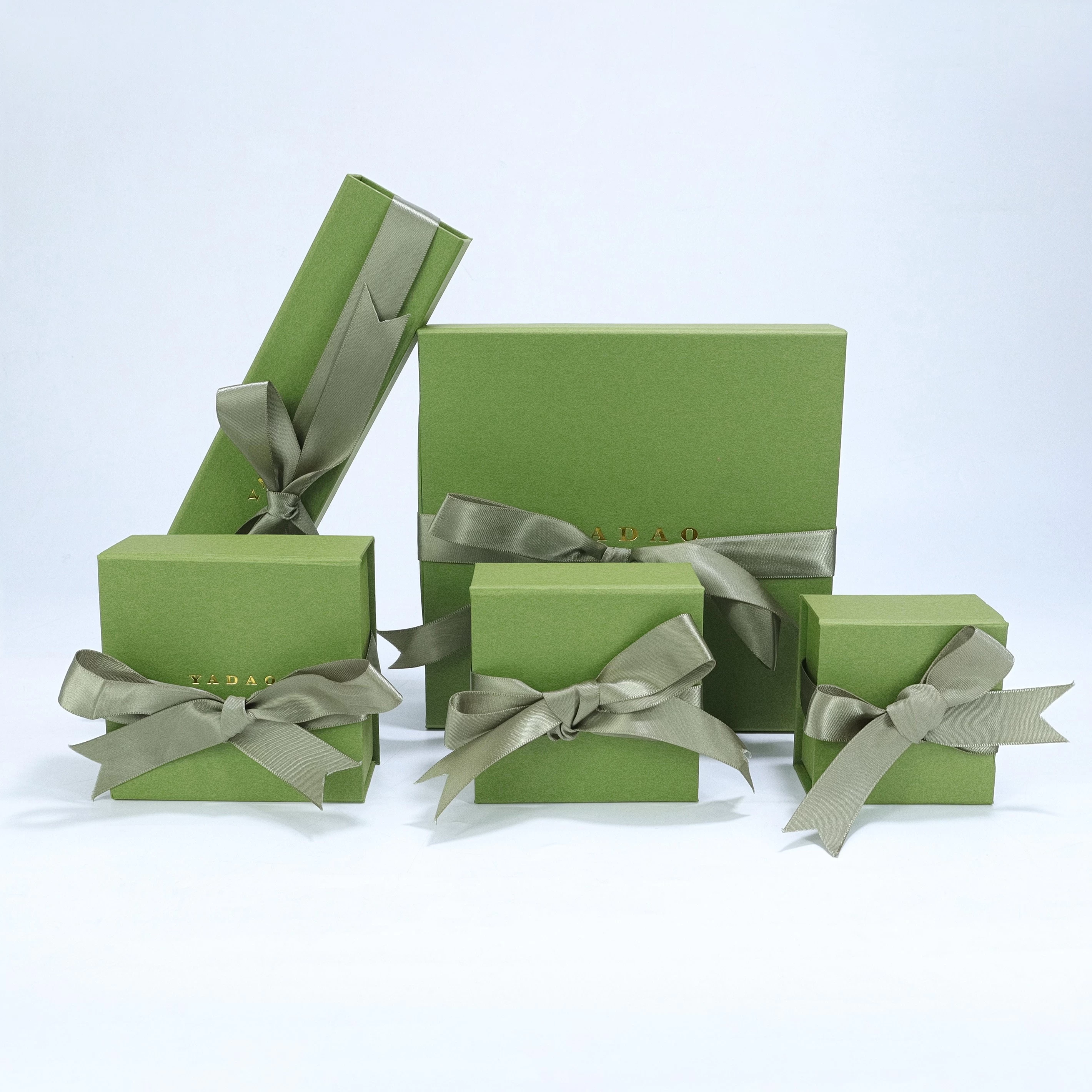Gift Jewelry Box Green Jewelry Paper Packaging Custom Color Logo